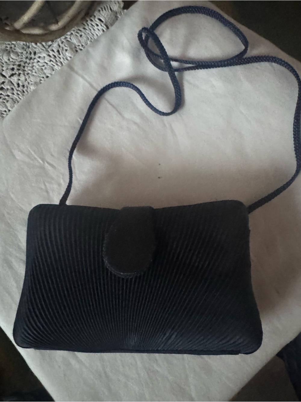 Fellini Classic Navy Pleated Crossbody Bag